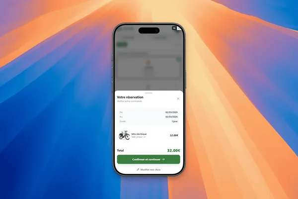 Tunnel de réservation de vélos sur mobile — Interface responsive VéloWebPro